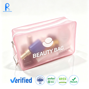 Custom logo Frosted EVA Luxury Beauty Brand Cosmetic Packaging Pouch Clear PVC Zipper Portable <b>Toiletry</b> <b>Bag</b> Travel Makeup <b>Bag</b> - Product Image 1