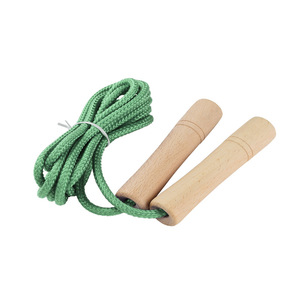 Corde à sauter en bois, corde en coton, poignée en bois de hêtre, équipement de fitness unisexe, entraînement en plein air, durable - Product Image 1