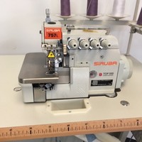 Machine à coudre surjeteuse industrielle Siruba 757 d'occasion, 5 fils pour couture régulière sur tissu léger