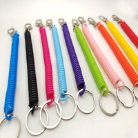 Chaîne à clés spirale à double diamètre avec anneau métallique, élastique et rétractable