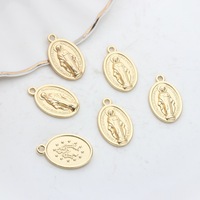 Pendentif ovale en alliage de zinc avec figurine de Jésus et de la Vierge, pour bijoux faits main, accessoires de pendentif électroplaqué