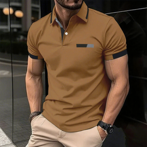 Chemises pour hommes grande taille sur mesure - Vente en gros, logo imprimé sur le devant, col montant décontracté, manches courtes, tricot polyester/coton - Product Image 4