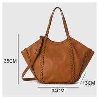 Sac fourre-tout en cuir PU avec bandoulière tressée, sac à main grande capacité pour femme, ceinture amovible, logo personnalisé