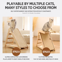 Lit-griffoir de luxe moderne et classique pour chat – Combinaison durable en bois massif, écologique et anti-chute, avec structure d'escalade pour chat en carton