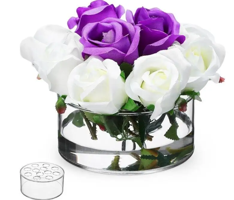 12 Holes Acrylic Floral Centerpiece riser vase Polished round simple flower stand pillar with Holes flower decoration