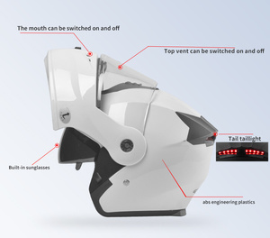 Mũ bảo hiểm mô tô kiểu lật, mô-đun ABS tùy chỉnh, kính đôi, mặt nạ kín, dành cho đua xe, có đèn LED, tình trạng mới - Product Image 2