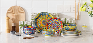 Bohemian Ceramic Dinnerware Set Stocked Durable Microwave Safe Leak-Proof Assorted Dishes Tableware <b>Baking</b> <b>Tray</b> Party - Product Image 6