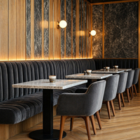 Ensemble de mobilier commercial pour café, restaurant, hôtel, bar : canapé, banquette, table et chaises en marbre
