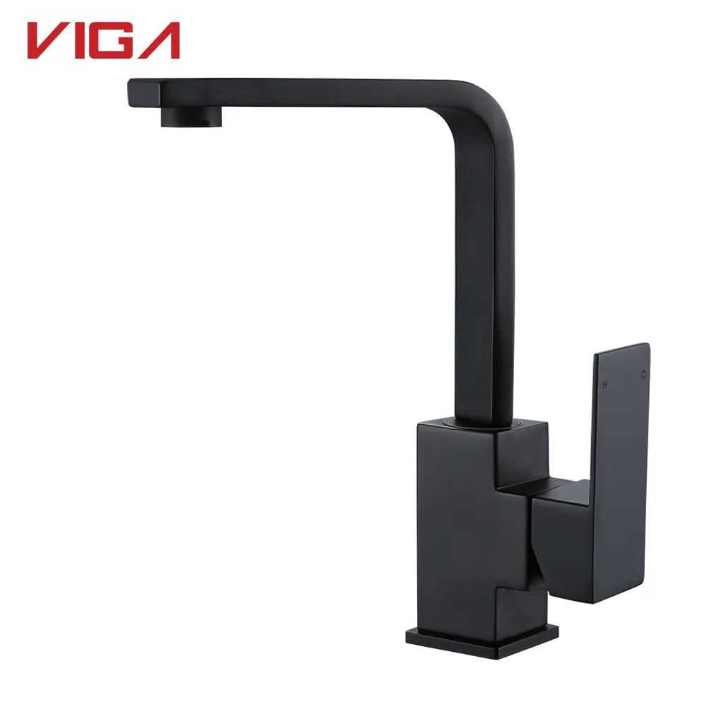 Bar Faucet Single Handle Stainless Steel High Arc Hot Cold Water Mix Tap Bathroom Basin Faucet Black Kitchen Faucet