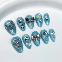 Faux ongles à presser en acrylique, design 3D, courts, carrés, amande, squoval, peinture aérographe