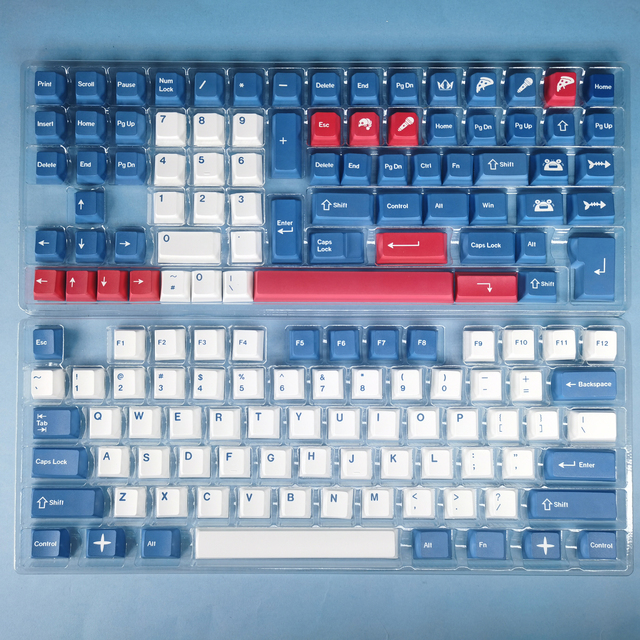 Customised 3-Colour Small Full Set of Triple Spell PBT Keycaps Stock Black Blue Rose Mechanical Keyboard Keycaps