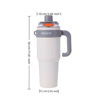 Gobelet isotherme en acier inoxydable de 40 oz avec revêtement céramique, double paroi sous vide, avec poignée et couvercle à paille, compatible porte-gobelet de voiture