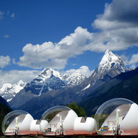 Dôme géodésique transparent pour hôtel de glamping, tente bulle ignifuge et imperméable en panneaux PC, pour toutes les saisons, montage rapide