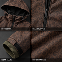 Veste de pluie réactive à l'eau personnalisée Guangwei pour homme, coupe-vent léger à capuche à changement de couleur motif guépard, vente en gros OEM pour l'extérieur