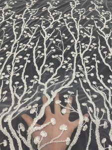 Cây hoa Rayon hạt thêu + 3/4mm Sequins đơn giản váy cưới hạt thêu ren vải - Product Image 4