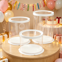 Boîte à gâteau ronde en PET transparent en gros, tailles assorties, conteneur de boulangerie cylindrique, prix d'usine, impression de logo personnalisé, support OEM