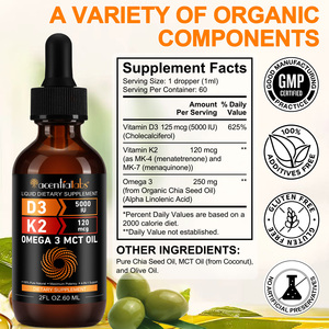 Complément <span class=keywords><strong>alimentaire</strong></span> liquide 4-en-1 pour les passionnés de nutrition : Gouttes de <span class=keywords><strong>Vitamine</strong></span> D3 <span class=keywords><strong>K2</strong></span> 60ml pour la santé osseuse - Product Image 4
