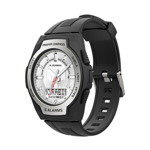 นาฬิกาละหมาดอิสลาม Bonlala รุ่นหรูหรา กันน้ำ 5BAR/Ip67 พร้อม <span class=keywords><strong>GPS</strong></span> เข็มทิศดิจิตอล ตัวเรือนเหล็ก สำหรับทุกเพศ พร้อมฟังก์ชั่นเตือนเวลาละหมาดและคิบลัต - Product Image 1
