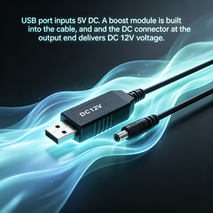 IFA01 สายเคเบิลข้อมูล USB 5V ถึง 12V ตัวแปลงแรงดันไฟฟ้า DC แบบเพิ่มขึ้น พร้อมตัวนำทองแดงบริสุทธิ์และปลอกหุ้ม PVC - Product Image 4