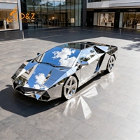 D & Z Art Group Modèle réduit de voiture en métal personnalisé Sculpture de voiture de sport miroir en acier inoxydable 304/316 moderne grandeur nature pour espace commercial