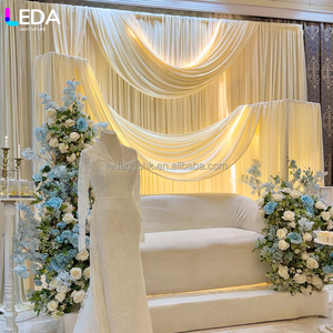 LEDA Weddings <b>Parties</b> <b>Backdrop</b> Decor Modern Elegant White Silk Led Drapery Curtain <b>Backdrop</b> - Product Image 2