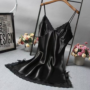 Camisón Sexy de Satén Suave para Mujer, Lencería de Encaje, Ropa de Dormir de Color Sólido, Vestidos Cortos Envolventes para Mujer - Product Image 4