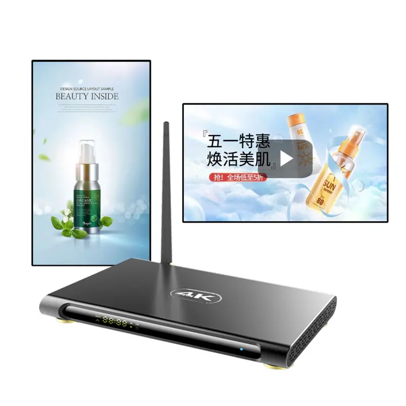 Multi Resolution 4K Full Hd CNC Metal Media Player Digital Signage Box For Advertising Android Player