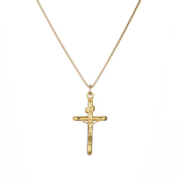 Collier pendentif croix religieuse INRI Jésus-Christ en acier inoxydable plaqué or 18 carats, tendance 2021