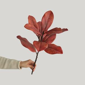 Rami Artificiali di Magnolia con Foglie Arancioni in Lattice, Decorazione Floreale Realistica a 2 Rami - Product Image 2