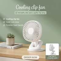 Ventilateur de bureau USB portable en gros, 5 pales, sans balais, à clipser, pour la maison, le bureau et l'extérieur