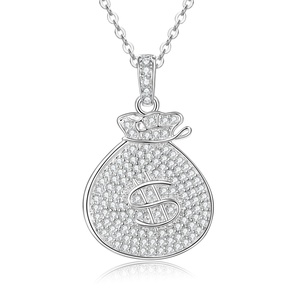 Trendy Hip Hop Jewelry 14k Gold Filled Eco-friendly <b>Copper</b> Insert Zircon Money Bag Pendant Necklace for Unisex - Product Image 3