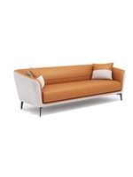 Canapé de bureau moderne pour réception d'entreprise et salle de réunion, trois places, style minimaliste, ensemble table basse en cuir