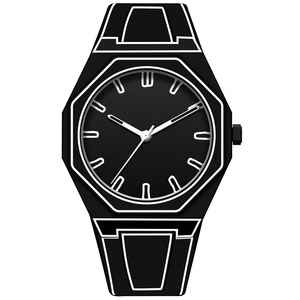 Línea de moda pintura <span class=keywords><strong>Manga</strong></span> diseño Octágono silicona reloj de cuarzo para hombres relojes de pulsera al por mayor Relojes Hombre - Product Image 1