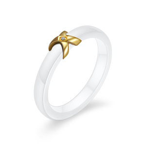 Black And White Ceramic X Shape <b>Ring</b> 22mm Women's Diamond Accent <b>Couple</b> Jewelry Gift - Product Image 2