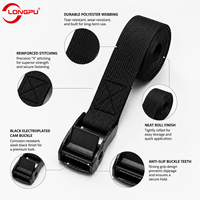 Sangle d'arrimage en polyester noir avec boucle à came métallique 20mm 25mm 32mm 38mm 50mm 1200Lbs pour l'emballage de marchandises en entrepôt
