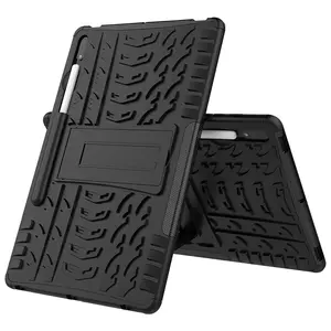 For Samsung Galaxy Tab S7 plus 12.4" plastic and TPU bumper defender with kickstand