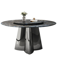 Natürlicher Marmor Luxus Moderner runder Esstisch 8-Sitzer Restaurant Verwenden Sie High-End Blue Jade Micro lite Super Crystal Stone