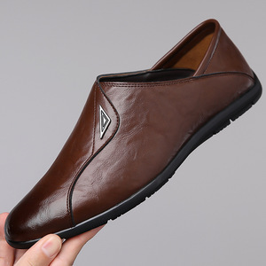 Mocasines de Cuero para Hombre, Negros, Sin Cordones, Suela Suave, Zapatos Casuales para Conducir, Estilo Juvenil - Product Image 4