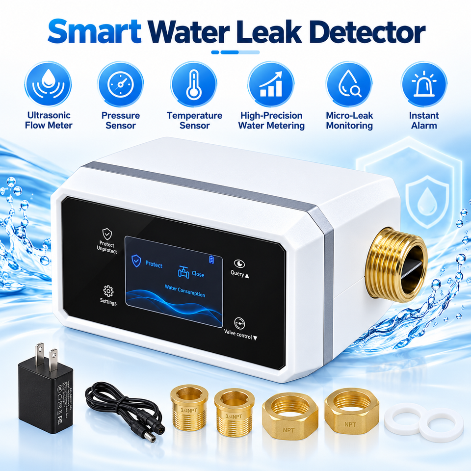 Ultrasonic Water Flow Meter Valve with Smart Leak Detection Pressure ...