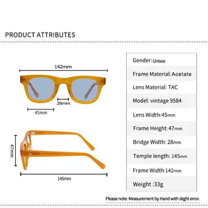 Kacamata hitam persegi klasik Amerika kacamata hitam terpolarisasi Retro Punk asetat kualitas tinggi