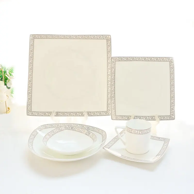 Stoviglie di lusso set di stoviglie quadrate in porcellana fine bone china set da pranzo in porcellana