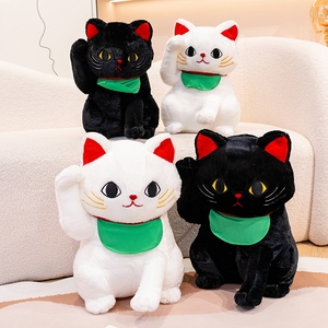 Vente chaude en peluche noir et blanc chat chanceux Animal en peluche décoration de la maison enfants cadeau doux blanc chat chanceux poupée - Product Image 3