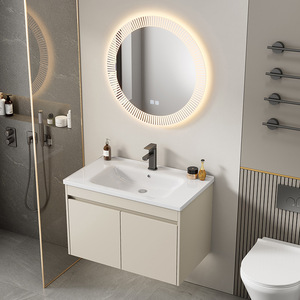 Combinaison d'armoires de salle de bain modernes et minimalistes, lavabo en céramique, lavabo aux coins arrondis - Product Image 6