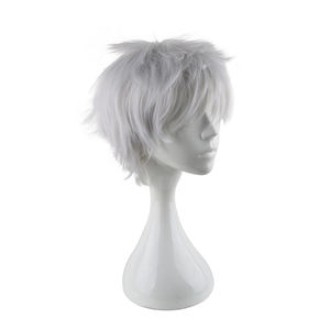 Gintoki Sakata Cosplay parrucca grigio argento Anime corta parrucca Gintama rovesciata capelli sintetici con <span class=keywords><strong>basette</strong></span> per uomo Costume - Product Image 2