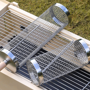 Panier <span class=keywords><strong>de</strong></span> cuisson cylindrique portable <span class=keywords><strong>en</strong></span> acier inoxydable avec poignée <span class=keywords><strong>en</strong></span> <span class=keywords><strong>bois</strong></span> pour barbecue extérieur – Vente chaude - Product Image 3