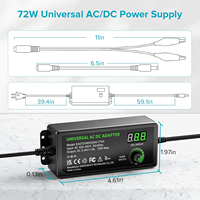 Adaptateur AC/DC réglable 72W 3V-24V 3A avec 13 embouts, convertisseur de polarité et câble de test crocodile