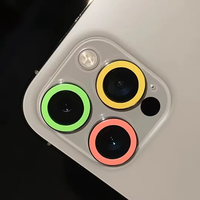 Lentille en verre de caméra lumineuse à la mode pour Iphone 15 14 Pro Max Plus Film étanche anti-rayures pour yeux d'aigle