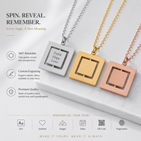 Collier pendentif cube double couche rotatif en acier inoxydable, vente en gros, fabrication OEM personnalisée, bijoux B2B, directement de l'usine