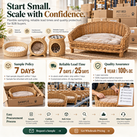 Panier-lit pour animaux de compagnie en rotin naturel tressé à la main pour chats, petits chiens, maison, hôtel, Airbnb, meubles pour animaux de compagnie haut de gamme