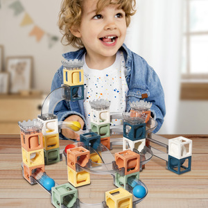 Bloques de construcción magnéticos para niños, juguete educativo, rompecabezas de pista de bolas, juego de construcción de plástico para niños de 3 a 6 años, aprendizaje práctico - Product Image 1